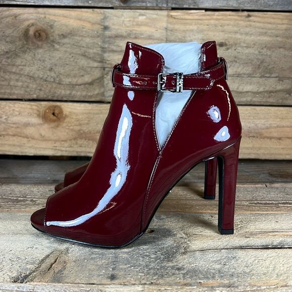 MICHAEL Michael Kors Lawson Open Toe Leather Bootie - Burgundy - 6 - NWOB - Picture 1 of 8